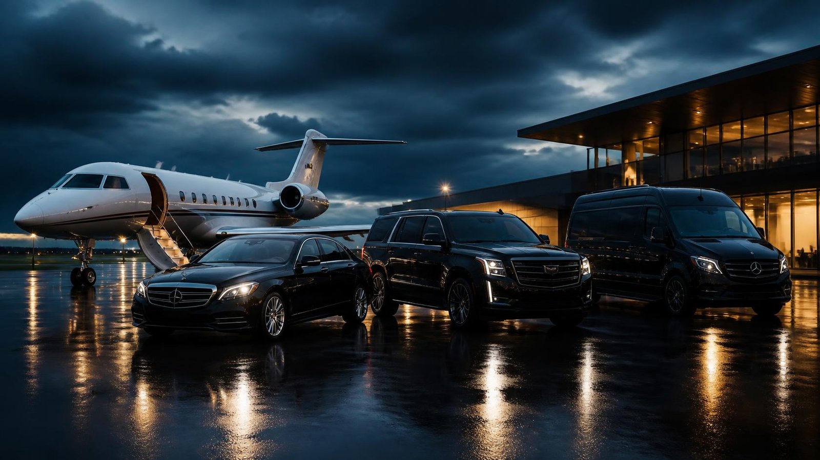 Philly Airport Shuttles chauffeur standing beside a black executive SUV at a Philadelphia-area airport